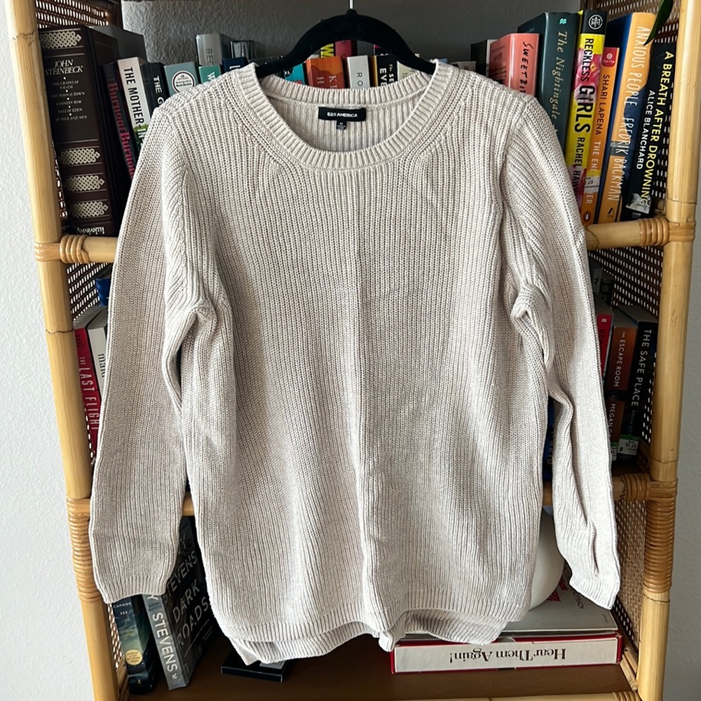 525 America 100% Cotton Cream Pullover Sweater Size M